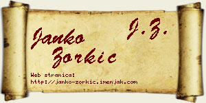 Janko Zorkić vizit kartica